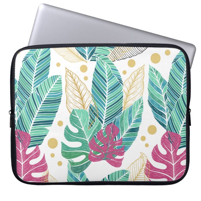 Capa Para Notebook Folhas tropicais. Padrão botânico uniforme. Vinta (Frente)
