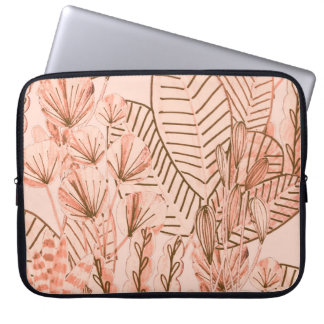 Capa Para Notebook Folhas Tropicais: Padrão Criativo Desenhado À Mão.