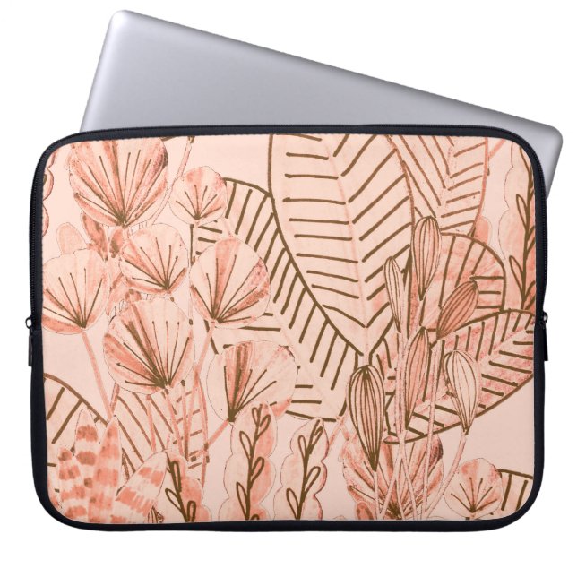 Capa Para Notebook Folhas Tropicais: Padrão Criativo Desenhado À Mão. (Frente)