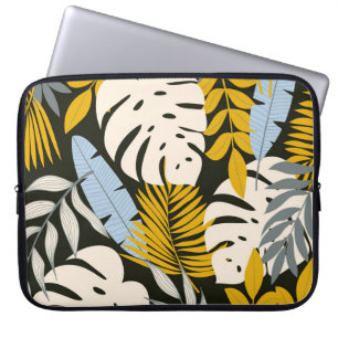 Capa Para Notebook Folhas tropicais: padrão de colheita escura.