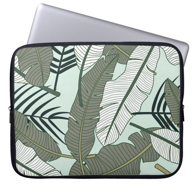 Capa Para Notebook Folhas Tropicais: Padrão Natural Invisível. (Frente)