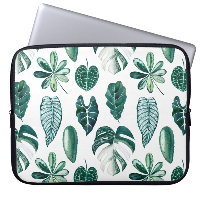 Capa Para Notebook Folhas tropicais padrão uniforme de aquarela com m (Frente)