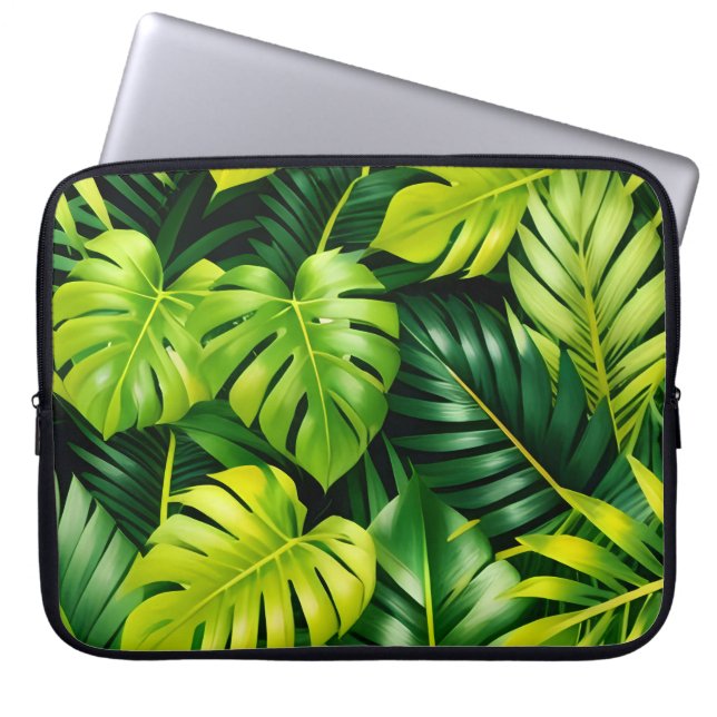 Capa Para Notebook Folhas Verdes Tropicais  (Frente)