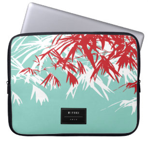 Capa Para Notebook Folhas vermelhas do bambu do zen moderno chique à