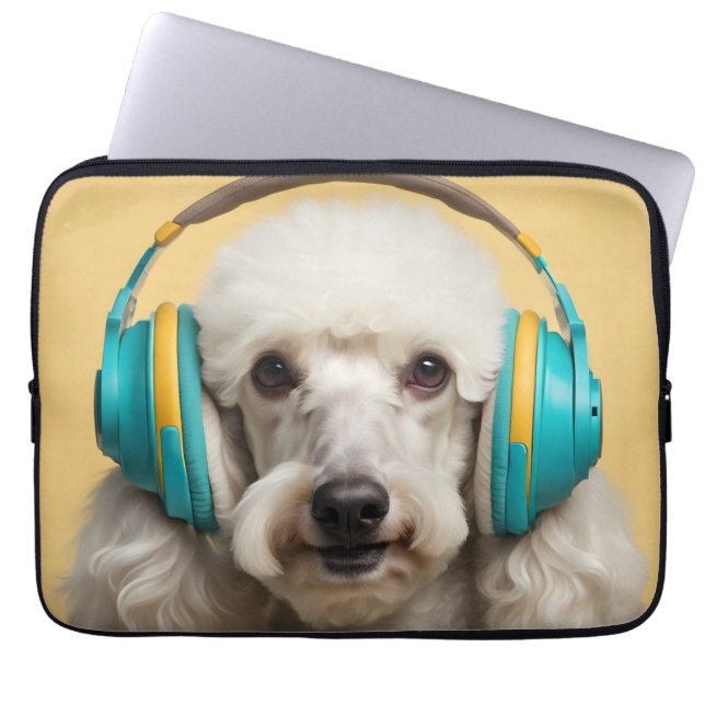 Capa Para Notebook Fones de ouvido de veste de poodle (Frente)