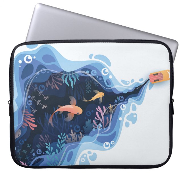 Capa Para Notebook Forma em camadas de peixes (Frente)
