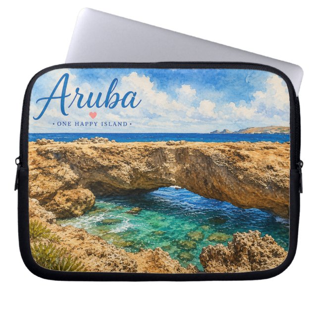 Capa Para Notebook Formação rochosa da ponte natural de Aruba Caribe  (Frente)