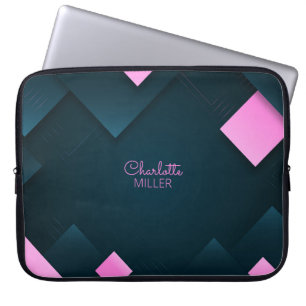 Capa Para Notebook Formas de Abstrato Rosa Escuro com Nome Personaliz