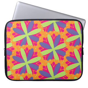 Capa Para Notebook Formas Florais Laranja Vibrante