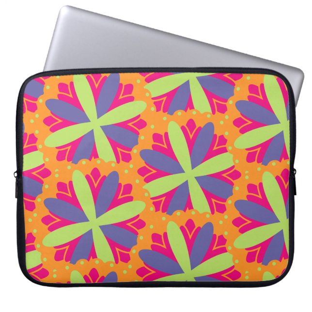 Capa Para Notebook Formas Florais Laranja Vibrante (Frente)