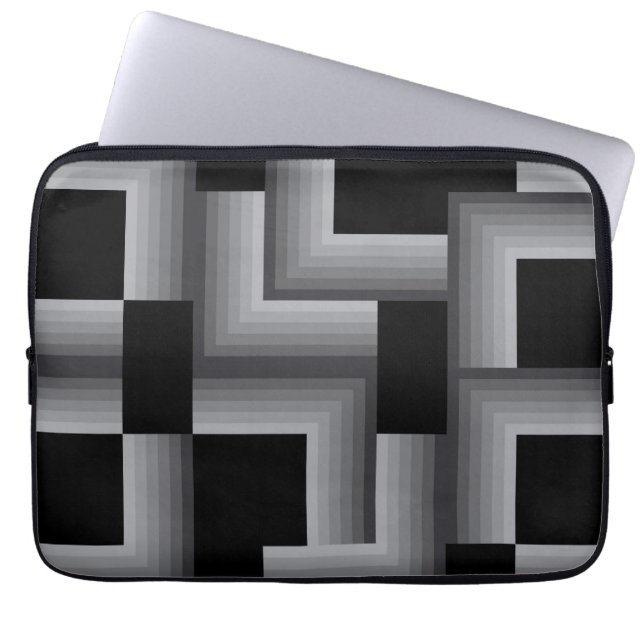 Capa Para Notebook Formas quadradas pretas, prateadas, legal, únicas, (Frente)