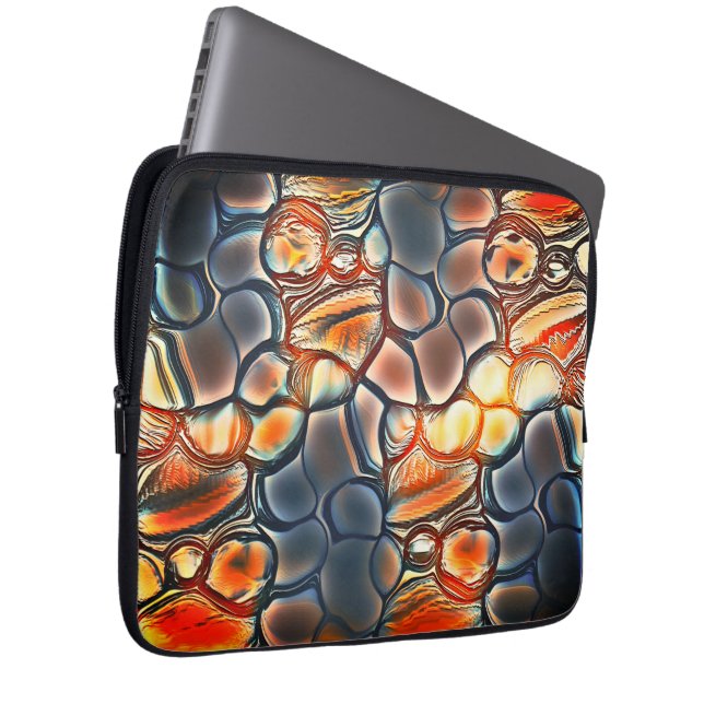 Capa Para Notebook Formas redondas em ciano queimado e laranja-membro (Frente Esquerda)