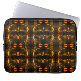 Capa Para Notebook Formas, 'Traços dourados flutuam' sobre fundo escu