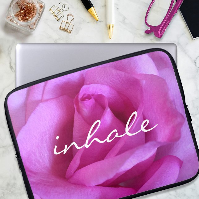Capa Para Notebook Foto de Rosa Rosa Choque Citação Inalar Moderno Si (Criador carregado)