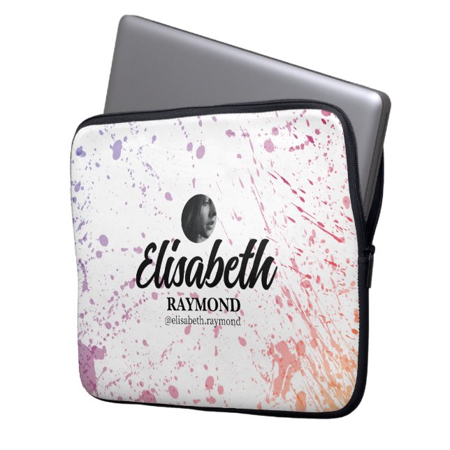 Capa Para Notebook Foto e nome do Splatter Watercolor (Frente Esquerda)