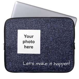 Capa Para Notebook Foto personalizada e texto azul escuro brilho