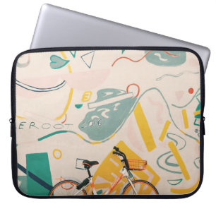 CAPA PARA NOTEBOOK FOTOGRAFIA DE LARANJA E BICICLETA BRANCA