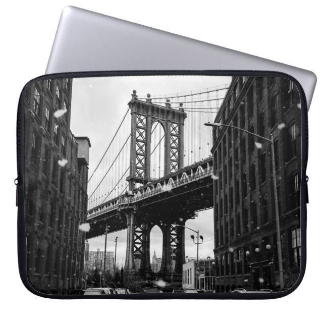 CAPA PARA NOTEBOOK FOTOGRAFIA GRAYSCALE DA BRIDGE BROOKLYN (Frente)