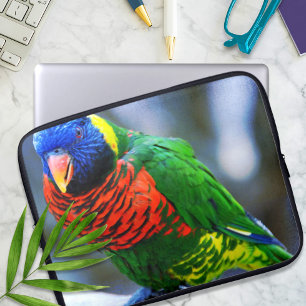 Capa Para Notebook Fotografia moderna de pássaros verde-azul-vermelho