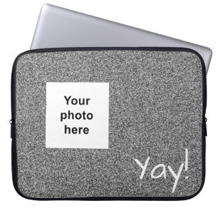 Capa Para Notebook Fotografia personalizada e cinza prateada de texto
