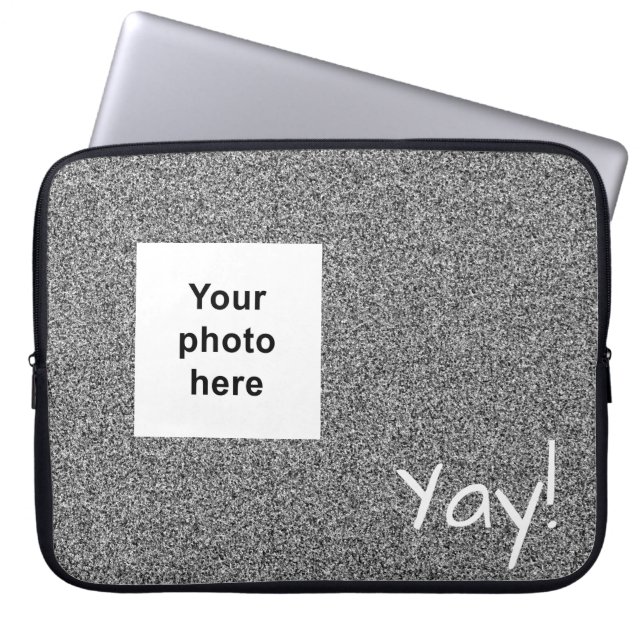 Capa Para Notebook Fotografia personalizada e cinza prateada de texto (Frente)