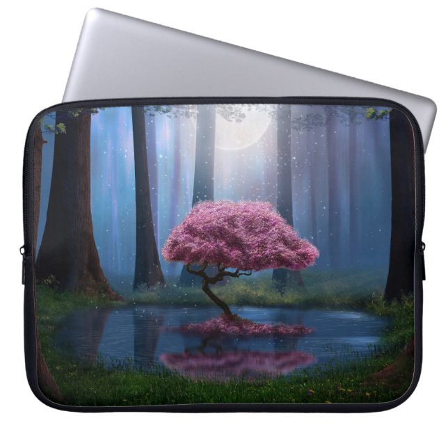 Capa Para Notebook Fotomanipação da Floresta de Palha Rosa (Frente)
