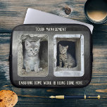 Capa Para Notebook Fotos de Gato Engraçadas Bolsa de laptop de Couro<br><div class="desc">Bolsa de laptop com design de couro preto com cobertura metálica e suas próprias fotos personalizadas (opcional) e (engraçada ou outra). Bonito como presente para ele.</div>