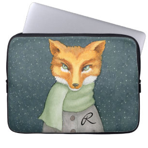 Capa Para Notebook Fox da floresta no inverno com monograma