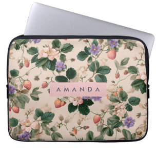 Capa Para Notebook Fração Botânica de Morango Personalizada