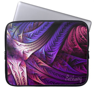 Capa Para Notebook Fractais Roxos Abstratos Personalizados