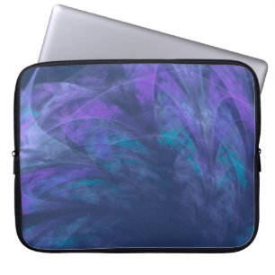 Capa Para Notebook Fractal de Petais Azuis Transparentes no Saco do e