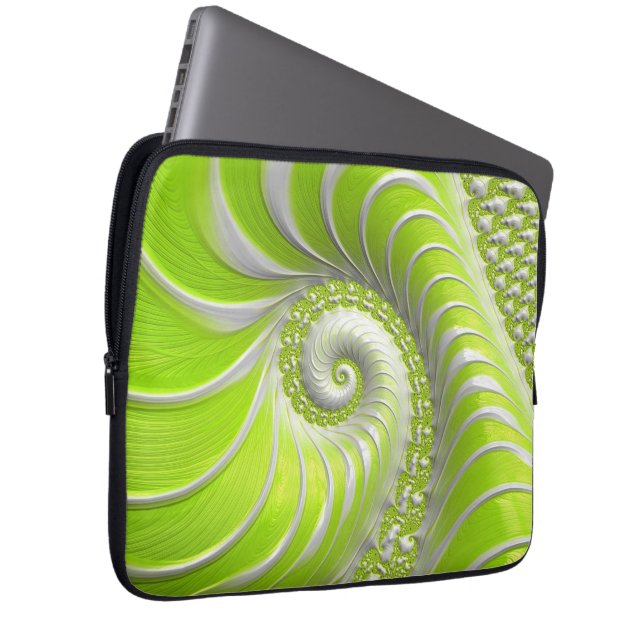 Capa Para Notebook Fractal espiral do Verde limão abstrato (Frente Esquerda)