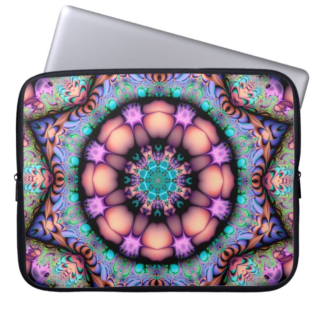 Capa Para Notebook Fractal Mandala Floral Psicodélico (Frente)