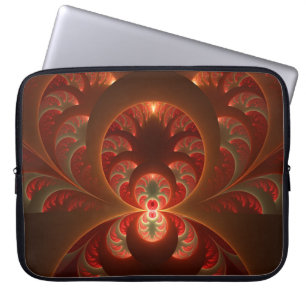 Capa Para Notebook Fractal vermelho-laranja abstrato moderno e lumino