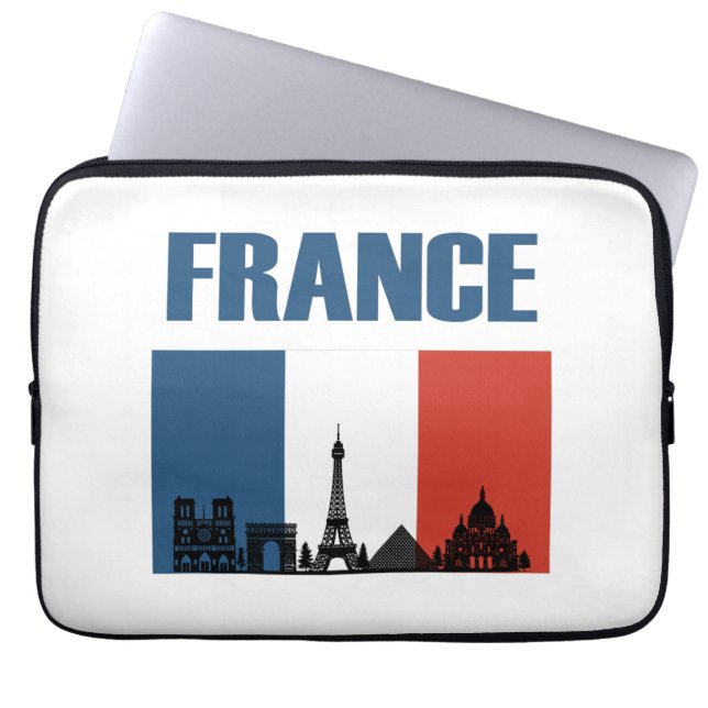 Capa Para Notebook França Viagem - Paris City Skyline French Flag (Frente)