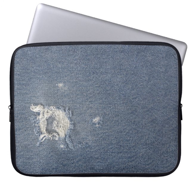 Capa Para Notebook Frayed Blue Denim Hole (Frente)
