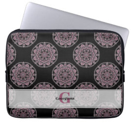 Capa Para Notebook Frentes Florais Rosa Monogramas Bolinhas Mandala