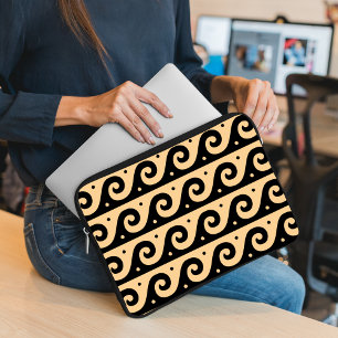 Capa Para Notebook Fret Grego, Padrão de Onda Mediterrânica, Castanho