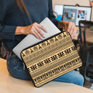 Capa Para Notebook Frete Grego, Padrão Mediterrânico, Castanho