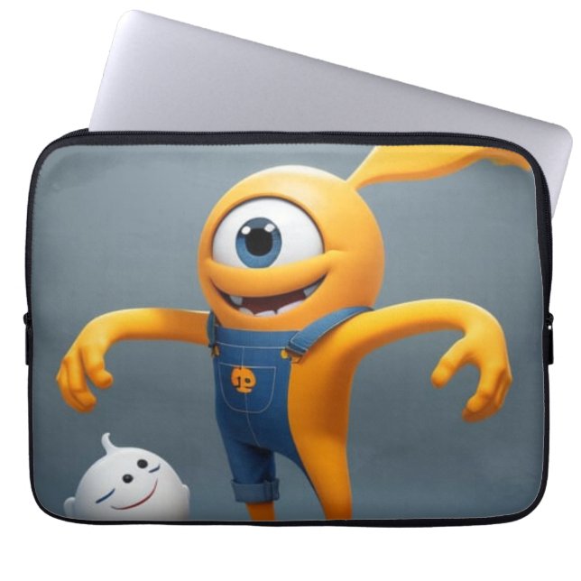 Capa Para Notebook „Fröhliches Einaugenmonster mit Geisterfreund“ (Frente)