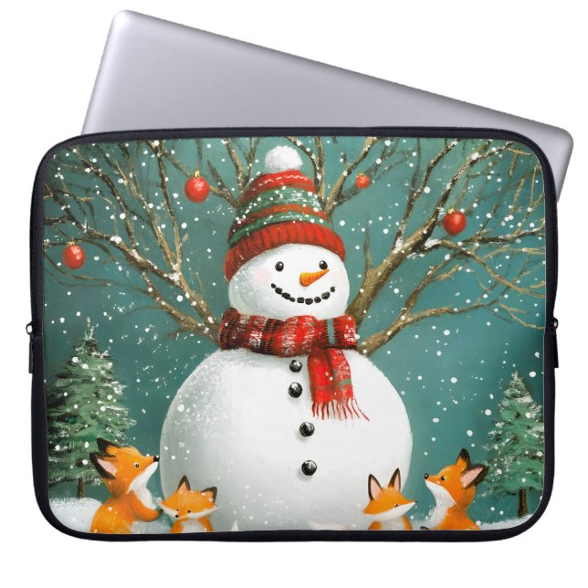 Capa Para Notebook Frosty Winter Whimsnowman Fox Wonderland (Frente)