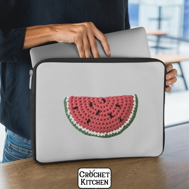 Capa Para Notebook Fruta de Melancia de Crochet de Vovó Mínima Cozy (Criador carregado)