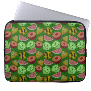 Capa Para Notebook Fruta tropical sem costura e fundo verde
