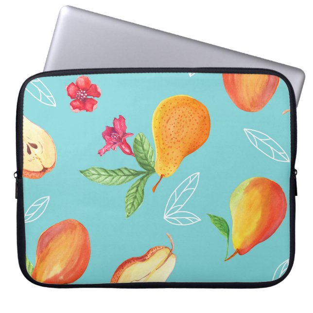 Capa Para Notebook Frutas de jardim: Azul de aquarela. (Frente)