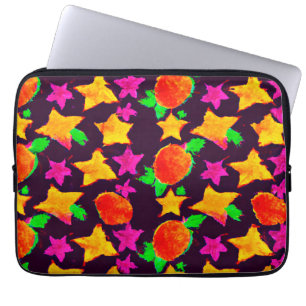 Capa Para Notebook Frutas e estrelas coloridas dinâmicas - arte padrã