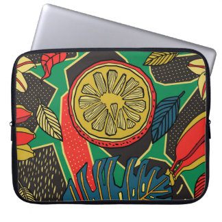Capa Para Notebook Frutas tropicais, folhas, padrão floral de rabisco