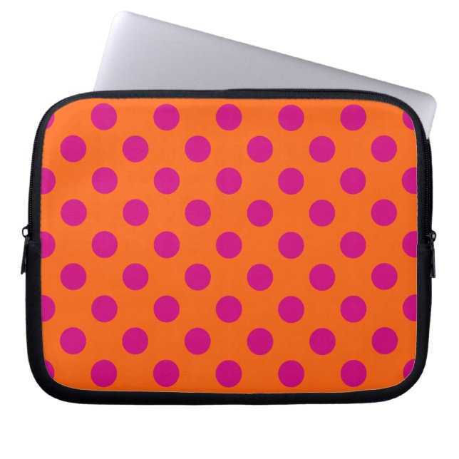 Capa Para Notebook Fuchsia bolinhas em laranja (Frente)