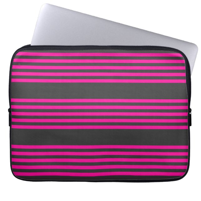 Capa Para Notebook Fuchsia e carvão de cinco faixas (Frente)