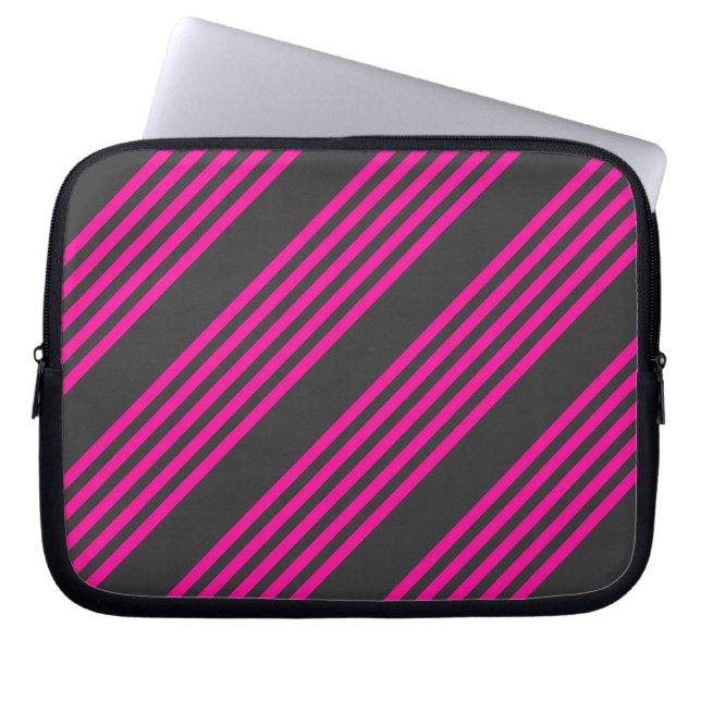 Capa Para Notebook Fuchsia e carvão de cinco faixas (Frente)