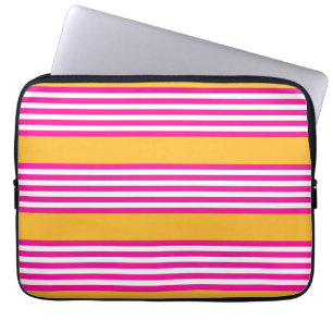 Capa Para Notebook Fuchsia e padrão amarelo de cinco faixas